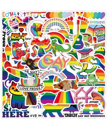 Rainbow Gay Pride Heart Frogs Animal Stickers - 50 PCS LGBT Equal Love Decor Decals for Water Bottle, Bike, Skateboard | LGBTQ Pride Collection - Buy Online on SooperMarket.com
