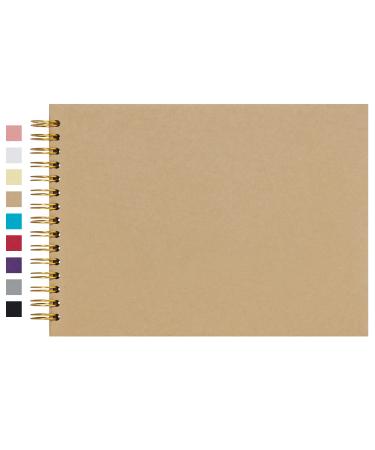 potricher 12.2 x 8.5 Inch Hardcover Kraft Blank Page DIY Scrapbook Photo Album  80 Pages (40 Sheets) Wedding Anniversary Family Small Scrapbook Photo Album (Brown)