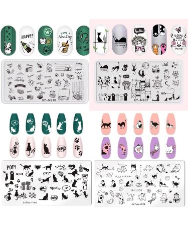 Cute Cats Nail Art Stamping Plates Set - Animals Design for Women and Girls - Buy Online on SooperMarket.com