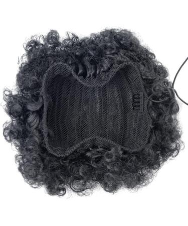 Large Short Kinky Curly Afro Puff Drawstring Ponytail Extension | Synthetic Clip-in Hairpiece for Women (1B#) - Buy Online on SooperMarket.com