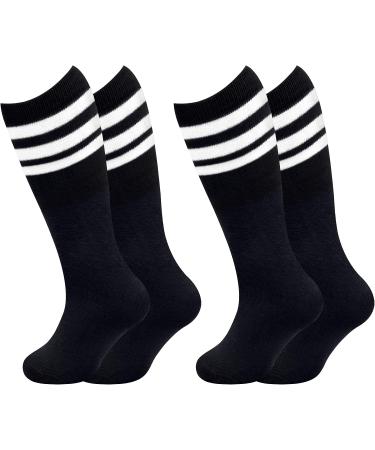 Olreco Youth Soccer Socks for Boys and Girls | Toddler Knee High Long Tube Socks 3-6 Years | Black & White - Buy Online on SooperMarket.com