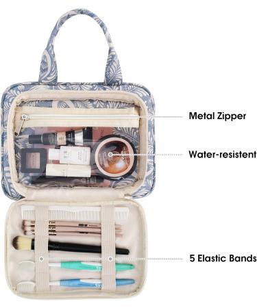 Large Blue Leaf Toiletry Bag - Travel Makeup Organizer for Women - Buy Online on SooperMarket.com