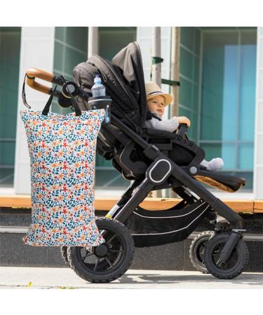 Wet Bag Waterproof Double Zipper 40x70cm Flowers - Reusable for Baby Diaper, Gym, Beach, Pool - MHwan Wet Swimsuit Bag - Buy Online on SooperMarket.com
