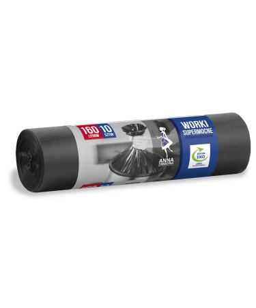Anna Zaradna ST-AZ-001989 garbage bag tearproof super strong 160l |10 pieces |Garbage sack garbage bag waste bags for the household waste office made of thick LDPE regranulate film Color: black 160 l 10 pieces (1 Pack) 10 pieces - 160 l - super strong 35 