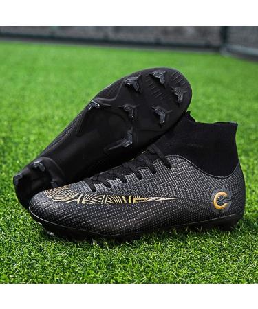 WLY Men's Soccer Boots FG Cleats 9.5 Black - Hightop Athletic Shoes for Competition/Training - Buy Online on SooperMarket.com