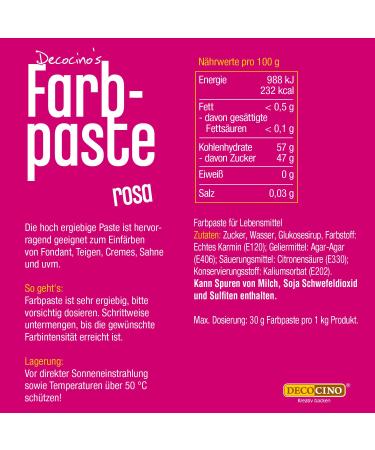 Decocino Pink Color Paste | 20g Azo-Free & Gluten-Free Food Color for Cakes Fondant & Creams - International Shipping - Buy Online on SooperMarket.com