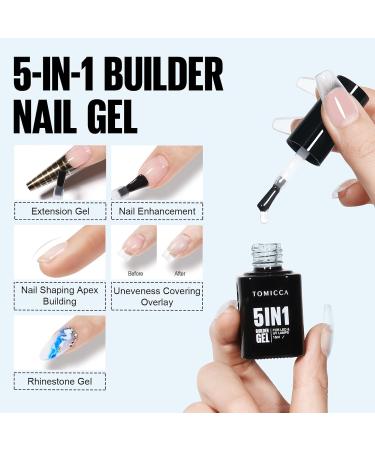 TOMICCA 5 in 1 Builder Nail Gel - Clear 15ML | Strengthening & Repair Gel for Hard Nails Tips & Extensions - Nail Art Decoration - Buy Online on SooperMarket.com