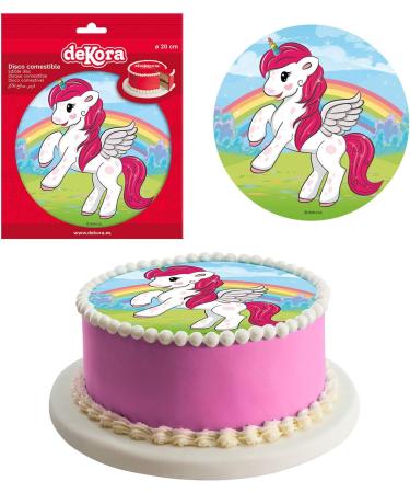 Unicorn Round 20cm 8 inch Edible Sugar Cake Topper. Licenced Product. Dekora. - Buy Online on SooperMarket.com