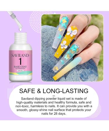 SAVILAND Dipping Powder Liquid Set - 30ml Brush Saver & 15ml Base/Top Coat Gel Activator - Dip Powder Nail Kit - No Curing Needed - Buy Online on SooperMarket.com
