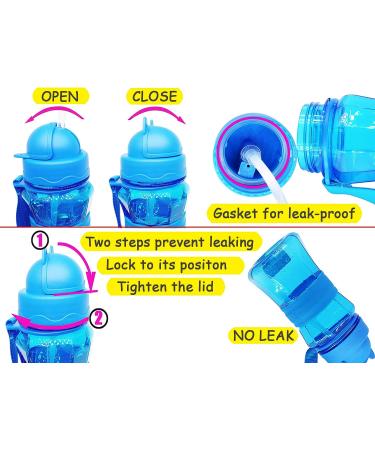 Ecteco 12oz Kids Water Bottle with Straw, Leak Proof BPA-Free Tritan - Blue | Cute, Lightweight, Sturdy | Perfect for School and Outdoor Activities - Buy Online on SooperMarket.com