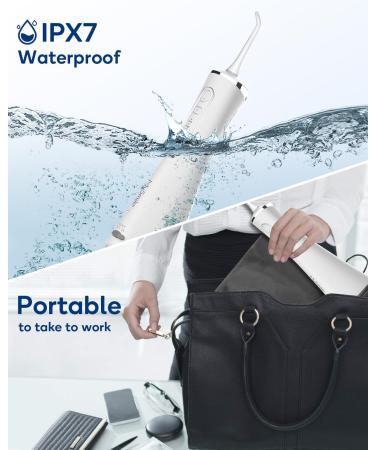 Water Dental Flosser Cordless Oral Irrigator - 5 Cleaning Modes, 4 Jet Tips - IPX7 Waterproof, USB Rechargeable - Teeth Cleaning Tool with PU Bag - White - Buy Online on SooperMarket.com