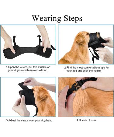 Pubiao Nylon Mesh Dog Muzzle - Breathable Soft Guard for Biting & Chewing - Adjustable Anti-Barking Puppy Muzzle (Black L) - Buy Online on SooperMarket.com