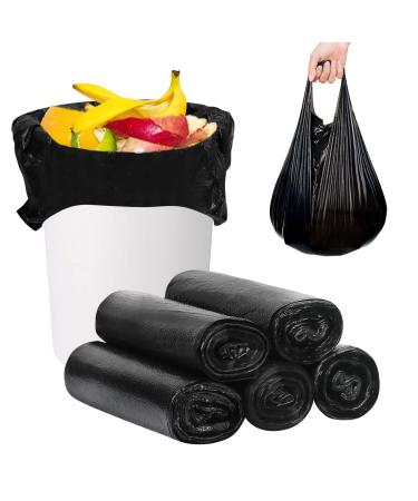Fyy garbage bags garbage bags with a handle waste bags | 5 roll |100 pieces |4 gallon waste bags garbage bags garbage bags for bathroom kitchen bedroom toilet office black 46*62 cm-4 gallons (black)