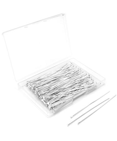 Eye Pins 70mm/2.76inch 200PCS 3 Colors 6 Styles Open Eyepins and Headpins for Jewelry Making (Head Pins  Silver Plated) Silver Plated Head Pins