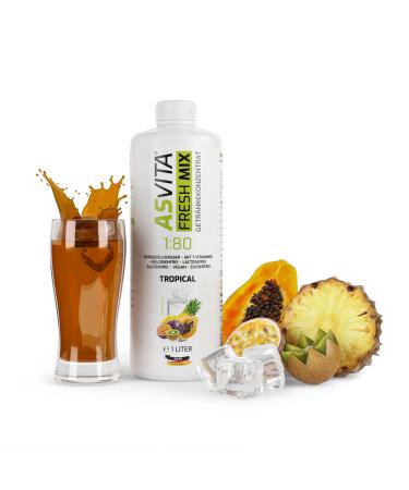 Asvita beverage concentrate Fresh Mix 1: 80-1 liter bottle - beverage syrup sugar -free - 26 delicious zero syrup flavors (tropical) Vital drink with vitamins