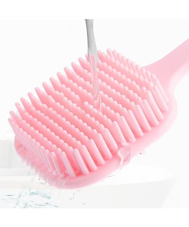VOCOSTE Soft Silicone Bath Brush - Non-Slip Back Scrubber Shower with Long Handle in Pink for Men and Women - Buy Online on SooperMarket.com