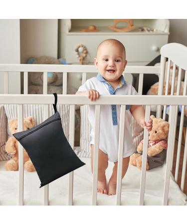 Wet Dry Bags 13x14 Inch - Waterproof Nappy Changing Bags for Babies - 2 Pack Cloth Diaper Bags for Swimming, Travel, Gym - Black/Grey - Buy Online on SooperMarket.com