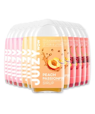 Juizy WoW syrup sugar -free |12 x 65ml Mixed - up to 144L natural beverage syrup |Zero calories |Vegan 12er Bundle - Pink Grapefruit Cherry Lemon Peach PassionFruit |More Juice - Less Calories Mixed 12 x 65 ml