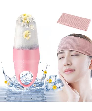 AKARY Ice Roller for Eye & Face Puffiness dark circles Facial Beauty Ice Roller Skin Care Tools Ice Facial Cube Gua Sha Face Massage Silicone Ice Mold for Face Beauty with Hairband