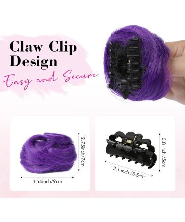 REECHO 2 PCS Mini Claw Clip in Messy & Cat Ears Hair Bun Extensions Wig Accessory Updo Hairpieces for Women Girls (Pack of 2-3.5" Wavy Dark Purple) Pack of 2-3.5" Wavy Dark Purple - Buy Online on SooperMarket.com