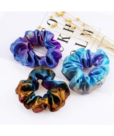 Shiny Metallic Scrunchies - 12 Pieces Elastic Hair Bands for Women and Girls - Buy Online on SooperMarket.com