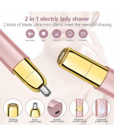 Mini Facial Hair Remover for Women - 2in1 Portable Shaver for Fuzz, Lips, Arms, Eyebrows, and Bikini Line - Waterproof & Painless Hair Removal - Buy Online on SooperMarket.com