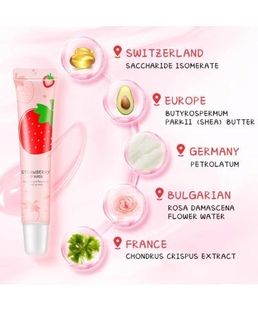 Lip Sleeping Mask Strawberry Lip Balm Overnight Lip Masks Skincare Lip Oils Moisturizing Lip Balm Stick Lip Plumper Lip Moisturiser for Dry Chapped Peeling Cracked Lips Fades Lip Lines - Buy Online on SooperMarket.com