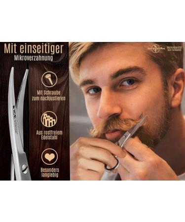 Curved Beard Scissors - 13cm Stainless Steel Hair Scissors with Micro Serrations for Precise Grooming | International Shipping - Buy Online on SooperMarket.com