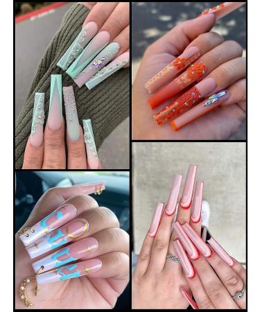 240Pcs XXXL Clear No C Curve Acrylic Nail Tips - Extra Long Tapered Square Straight Half Cover French Nail Extension False Nails for Manicure Nail Art - 12 Sizes - Buy Online on SooperMarket.com