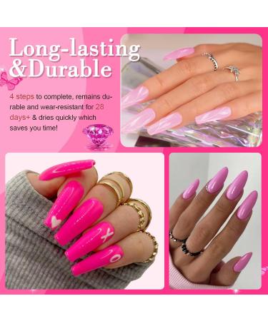 Honey Joy Dip Powder Nail Kit Starter Set - 4 Colors Hot Pink Glitter Dipping Powder Liquid with Base Top Coat Activator - Nail Art Manicure Salon DIY - No LED Lamp Needed - Dip-7pcs-01 - Buy Online on SooperMarket.com