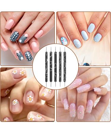 5PCS Dotting Tools Set Professional Ball End Nail Art Tools Polish Carving Tool Dotting Painting Pen 2 Way Nail Dotting Pen Marbleizing Tool Set for Nail Art Designs Black - Buy Online on SooperMarket.com