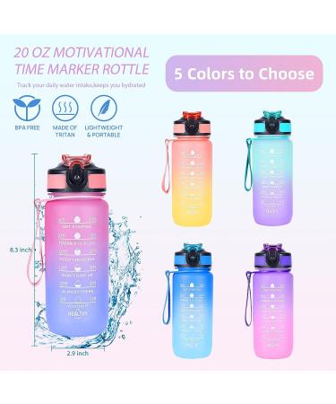 ROISDIYI Kids Water Bottle 20oz with Straw | BPA-Free & Leak-proof | Motivational Reusable Water Bottle for School | One-handed Opening Straw Lid | Anti-dust Spout Cover | Blue - Buy Online on SooperMarket.com