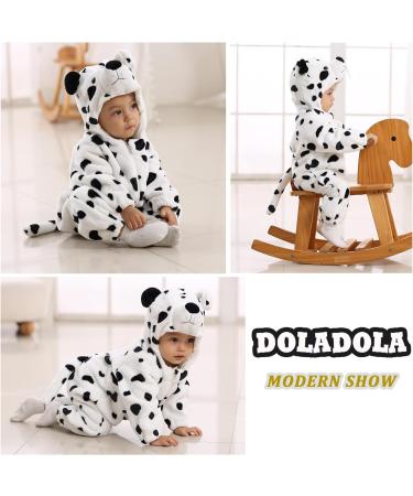 Doladola Unisex Baby Toddler Romper Jumpsuit | Hooded Cartoon Sleepsuit | 12-18 Months | Snow Leopard Print - Buy Online on SooperMarket.com