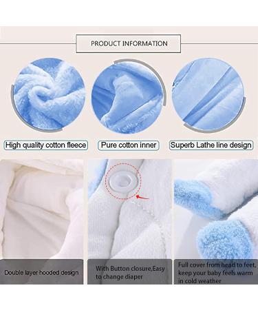Newborn Baby Cartoon Bear Snowsuit Winter Coat Fleece Hooded Romper Jumpsuit 6-9 Months - Blue Rabbit - Buy Online on SooperMarket.com