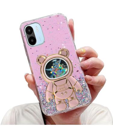 Tivenfezk Nadoli for Xiaomi Redmi A1 Treibsand B r Astronaut Hidden Stand Shell caricature glitter astronaut stand soft silicone bling cell phone case transparent protective cover xiaomi a1 pink pink