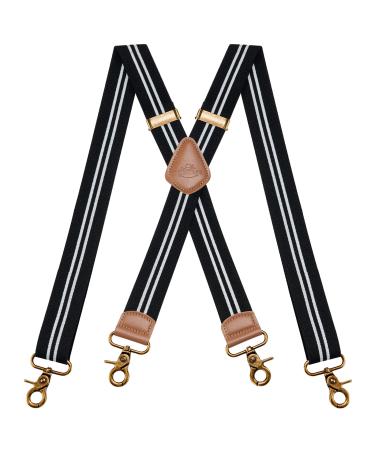 Dresime Caporal carrier for men with 4 strong hook clips x shape elastic adjustable braces for men and women working pants strong motorcycle pants overalls jeans B stripes a