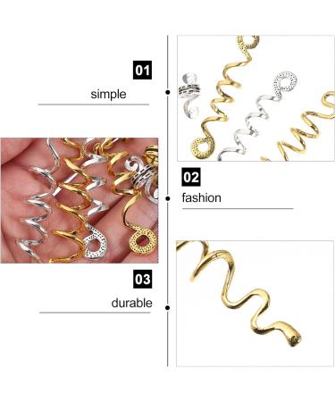 KALLORY 16 Pieces Spiral Hair Alloy Spiral Jewels Retro Dreadlocks Cuffs Accessories for Braid - Buy Online on SooperMarket.com