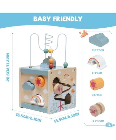 Motor Cube Activity Center: 6-in-1 Wooden Toys for Toddlers | Pearl Labyrinth & Sorting Games - Buy Online on SooperMarket.com