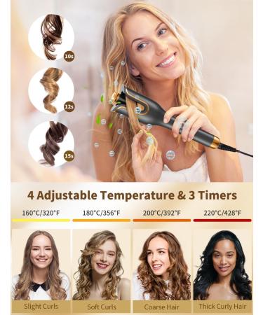 GHKJOK Automatic Curling Iron for Long Hair - 1 Ceramic Barrel 4 Heat Settings & 3 Timers Fast Heating Hair Curler - Ideal for Women - Shop Internationally - Buy Online on SooperMarket.com