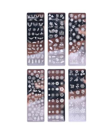 6 Piece Set Nail Art Stamping Stamp Template Stencils for Nails Nails and Stamp Stamper Scraper Manicure for Nails