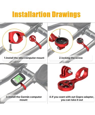 Aero Bars Mount - Garmin Bike Computer Mount for Garmin Edge | Compatible with Wahoo, Bryton, Cateye, GoPro | Red - Buy Online on SooperMarket.com