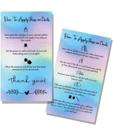 MAOSH Press-On Nail Application & Aftercare Instructions Cards - 50 Pack | 2x3.5'' Business Card Size DIY Press-On Nail Kit - Buy Online on SooperMarket.com