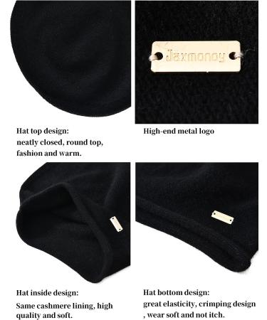 Jaxmonoy Cashmere Slouchy Knit Beanie Hat for Women - Winter Soft Warm Black Skull Cap - Buy Online on SooperMarket.com