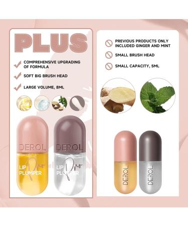 2 PCs Lip Plumper Set - Natural Makeup Lip Gloss & Serum for Fuller Hydrated Lips | Derol Lip Plumper - Buy Online on SooperMarket.com