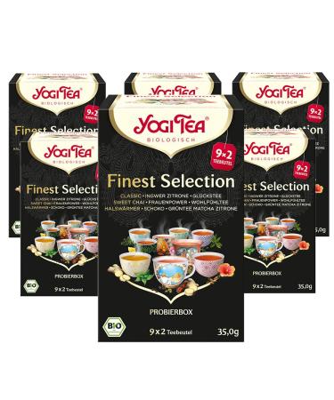 Yogi Tea Finest Selection - 9 Tea species: Classic Ginger -Zitron Gl ckstee Sweet Chai Women Power Wohlen Feeling Tea Halswarmer Chocolate and Green Tee Matcha Lemon 6x18 bags