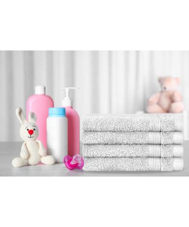 Adobella 12-Pack Luxury 100% Cotton Washcloths - Super Soft & Absorbent Baby & Body Wash Towels - Quick Drying 13x13 inches - Small Face Towel for Bathroom - White - Buy Online on SooperMarket.com