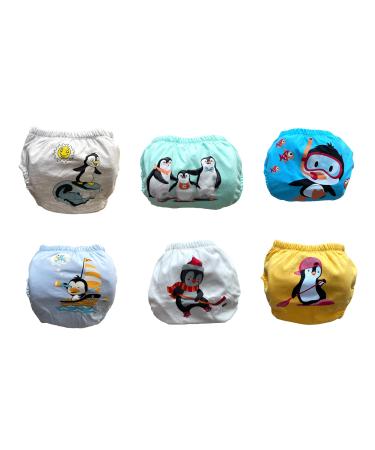 Ozyol Trainer trousers for droplet training 6 -pack - reusable learning diapers baby underwear for getting clean toilet training 80 penguinboy