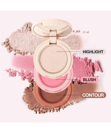 RoseFlower 3-in-1 Highlighting Blush & Contour Palette | Portable Concealer Set for All Skin Types | Makeup Gift for Girls & Women - Buy Online on SooperMarket.com