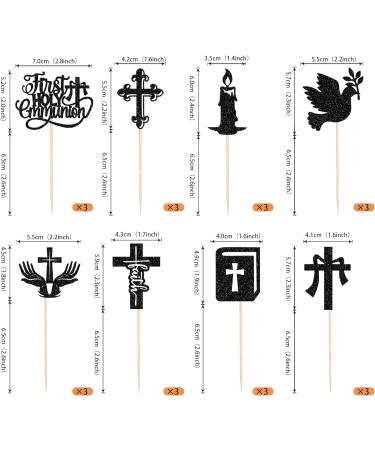 Rsstarxi 24 Pack First Holy Communion Cupcake Toppers Dove God Bless Cross Cupcake Picks Decorations for First Communion Baby Shower Baptism Theme Party Cake Decorations Black Design 6 Black - Buy Online on SooperMarket.com