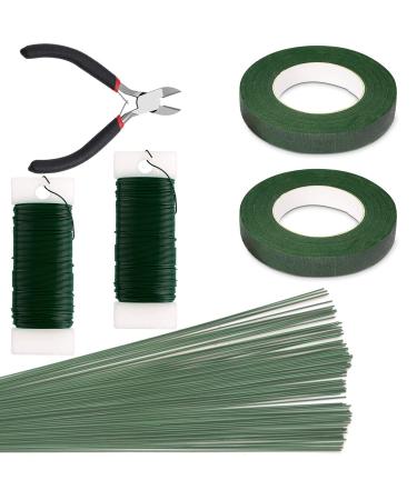 SONGZIMING Floral Arrangement Kit with Green Floral Tape  22 Gauge Floral Wire Stems  26 Gauge Paddle Floral Wire and Floral Wire Cutter for Bouquets banquets  Artificial Flowers Style B